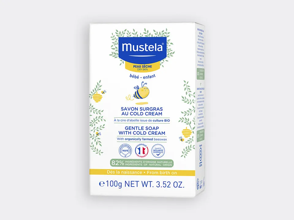 mustela-savon-surgras-cold-cream-la-cire-d-abeille-bio-pain-lavant-corps-et-chev image 1