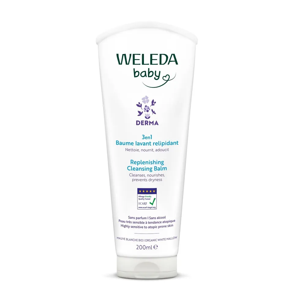 weleda-baume-lavant-relipidant-derma-3en1-200-ml-mauve-blanche-bio-sans-savon-pe image 1