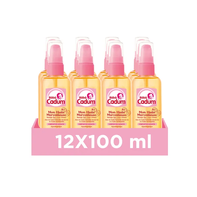 cadum-b-b-huile-merveilleuse-l-huile-d-amandes-douces-bio-lot-de-12-x-100-ml-soi image 1
