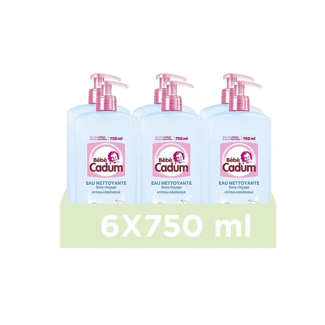 cadum-b-b-eau-nettoyante-douceur-sans-rin-age-750-ml-lot-de-6-huile-d-amandes-do image 1