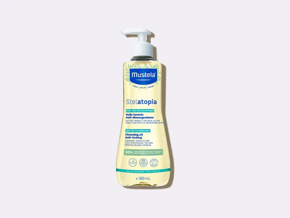 mustela-stelatopia-huile-lavante-au-tournesol-bio-huile-de-bain-anti-d-mangeaiso image 1