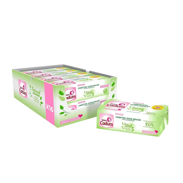 b-b-cadum-natural-caresse-lingettes-huile-d-amande-douce-bio-lot-de-8-x-120-ling image 1