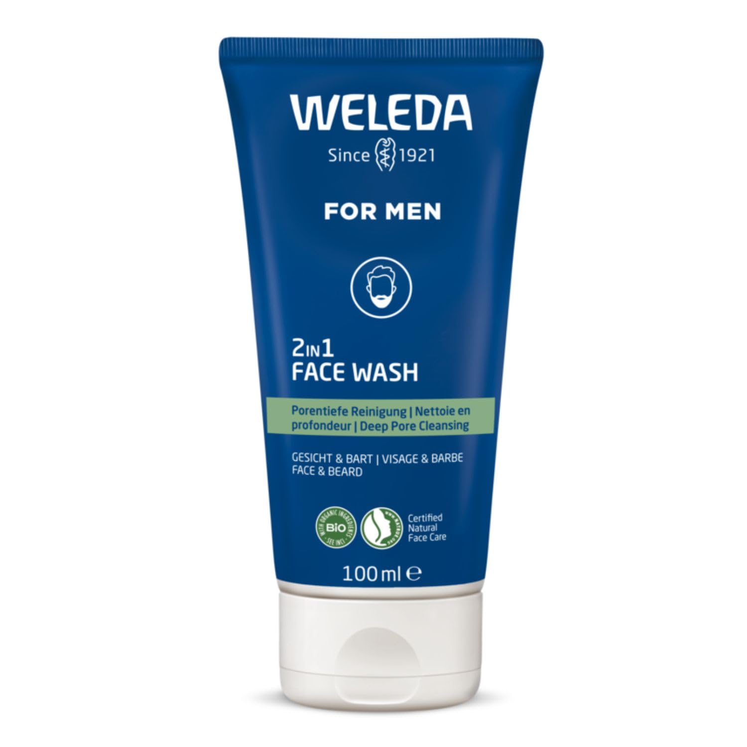 weleda-gel-nettoyant-visage-2-en-1-homme-visage-barbe-100-ml-anti-imperfections- image 1
