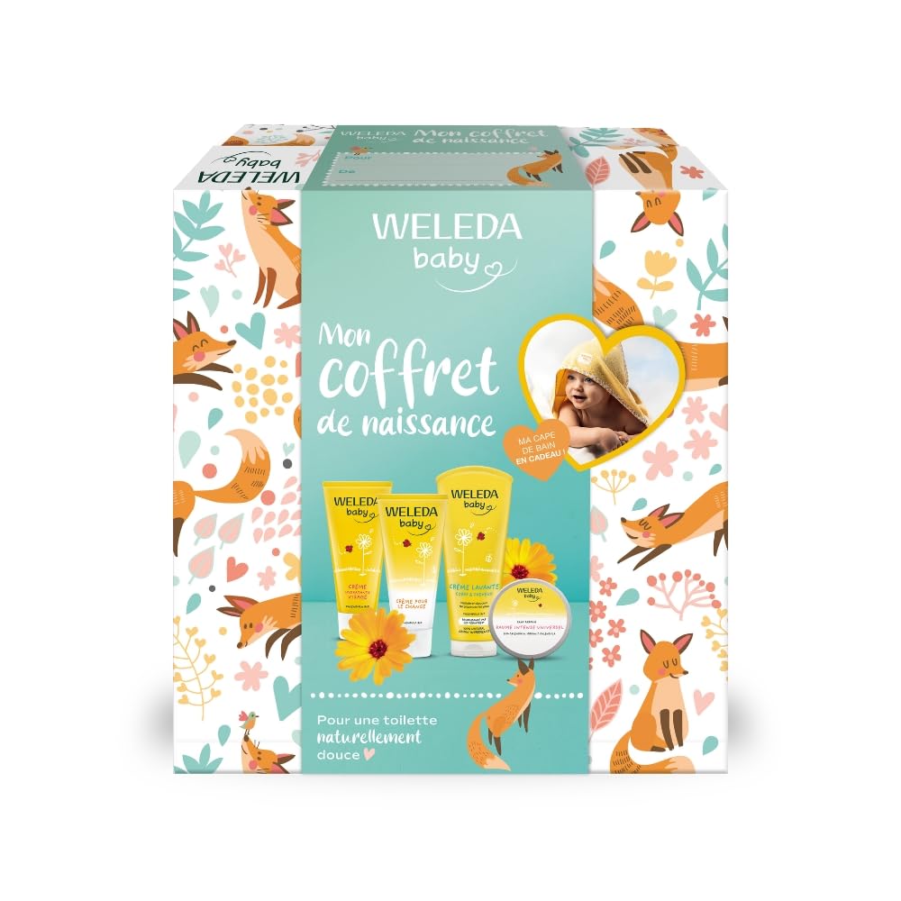 weleda-coffret-naissance-calendula-4-soins-b-b-cape-de-bain-coton-bio-70x70-cm-c image 1