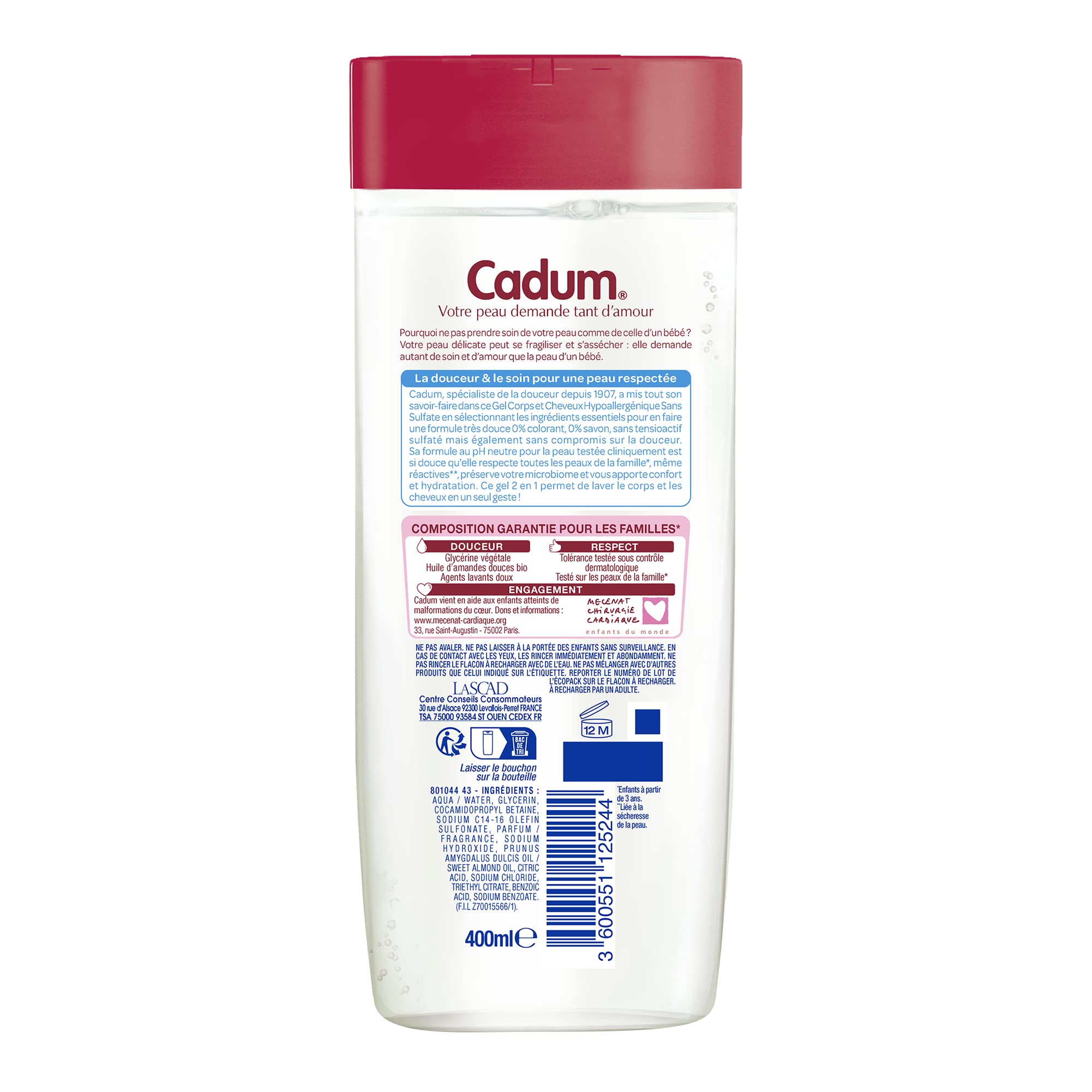 cadum-gel-corps-et-cheveux-hypoallerg-nique-sans-sulfate-400-ml-gel-lavant-2-en- image 2
