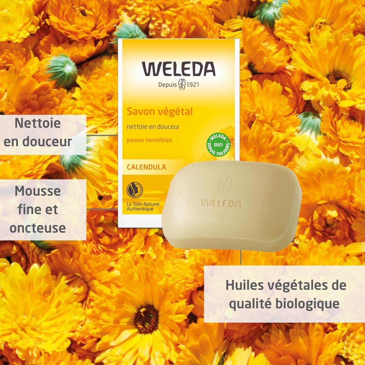 weleda-savon-v-g-tal-au-calendula-100-g-savon-solide-100-d-origine-naturelle-cor image 2