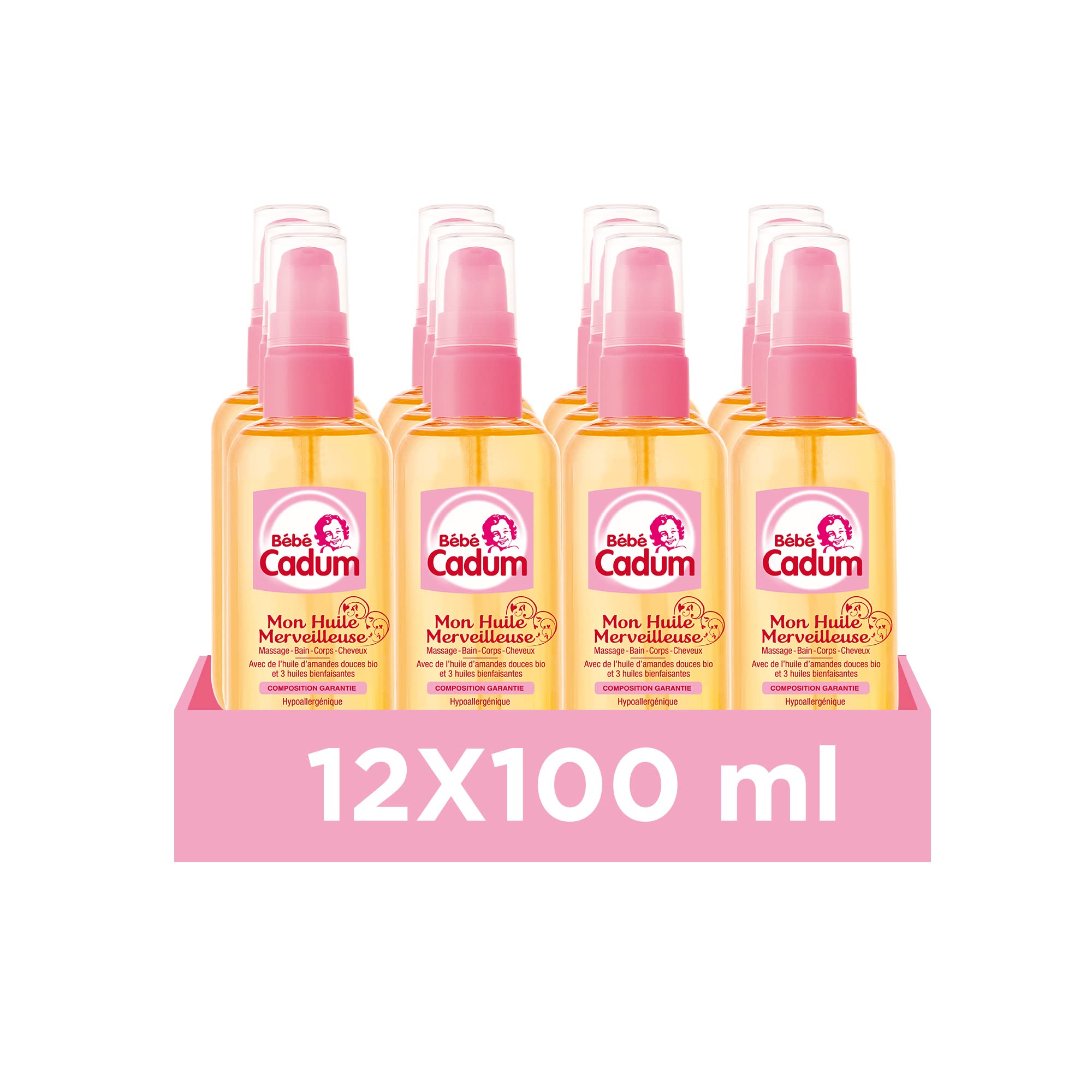 cadum-b-b-huile-merveilleuse-l-huile-d-amandes-douces-bio-lot-de-12-x-100-ml-soi image 1